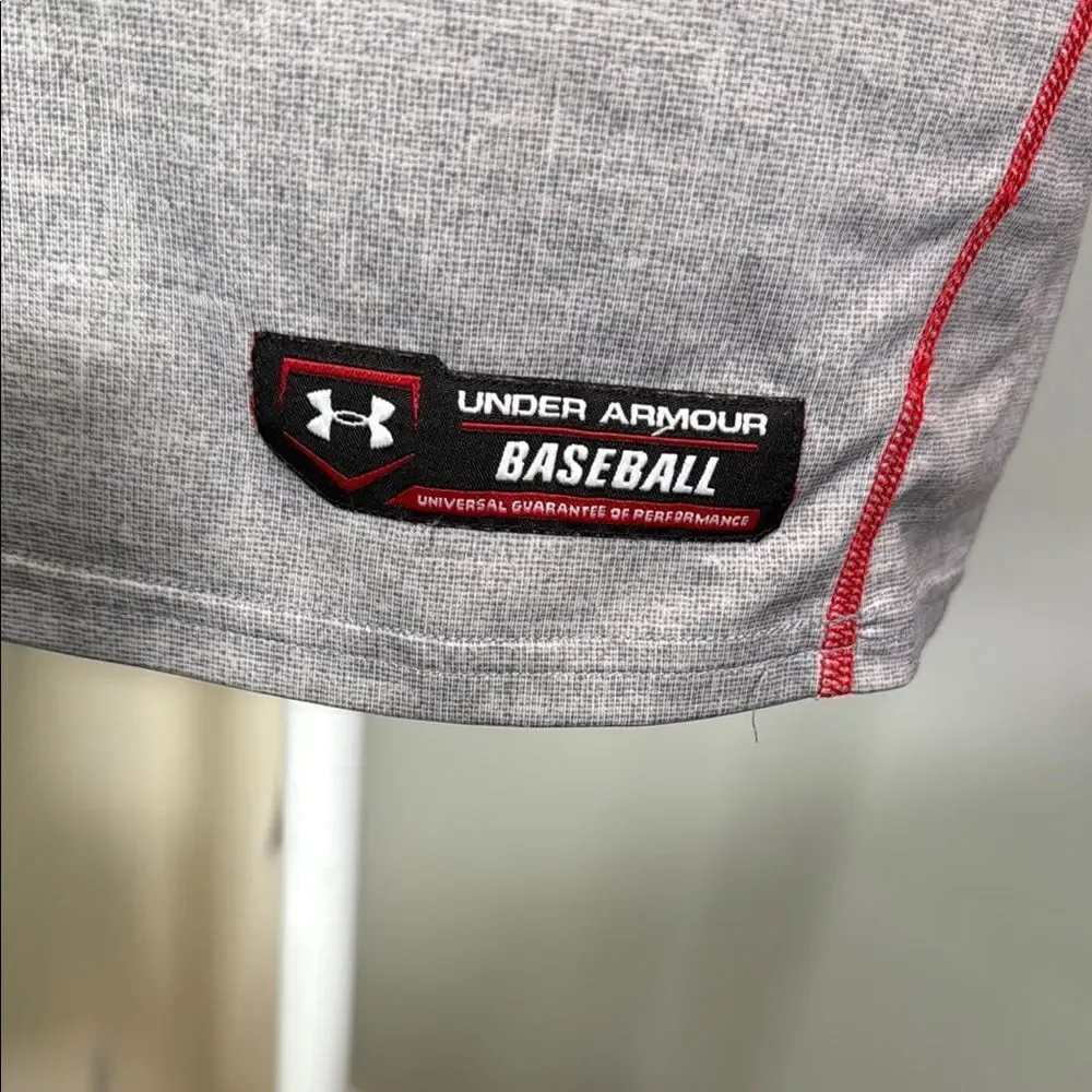 Under Armour Men's Gray and Red Baseball Jersey